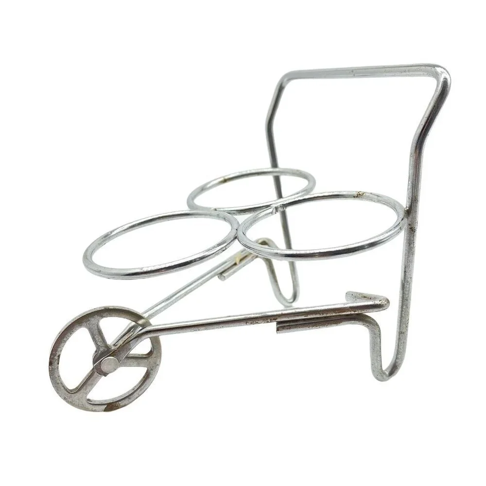 Vintage Glass Salt Pepper Mustard Condiment Set Wheelbarrow Caddy Metal‎ Holder